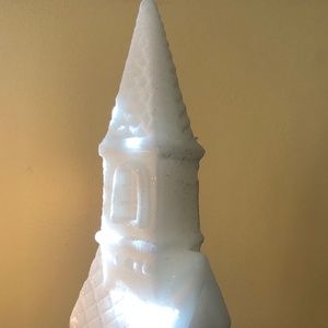 Vintage Winter Christmas Glittering Church Candle 10 1/2”